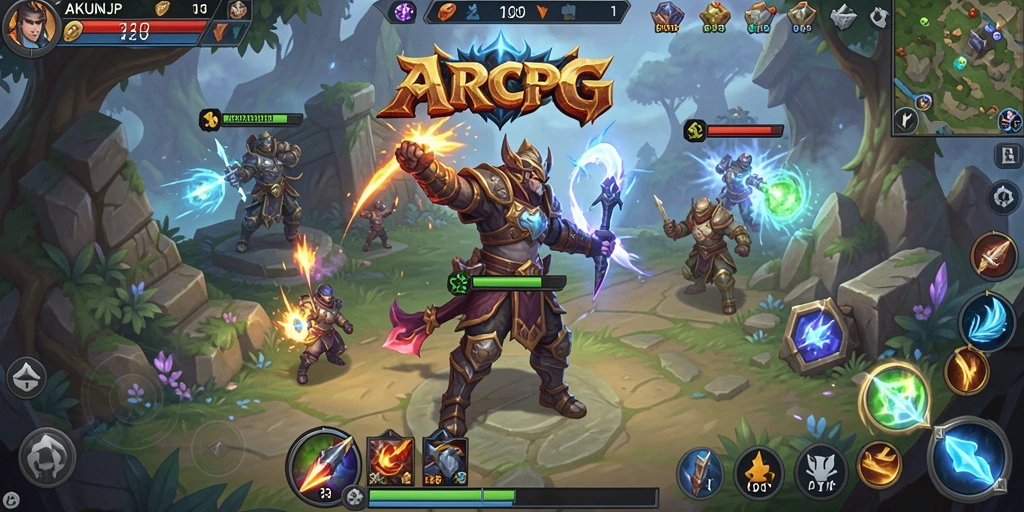 Tampilan dinamis dan grafis menawan dari gameplay AKUNJP di dunia ARPG.