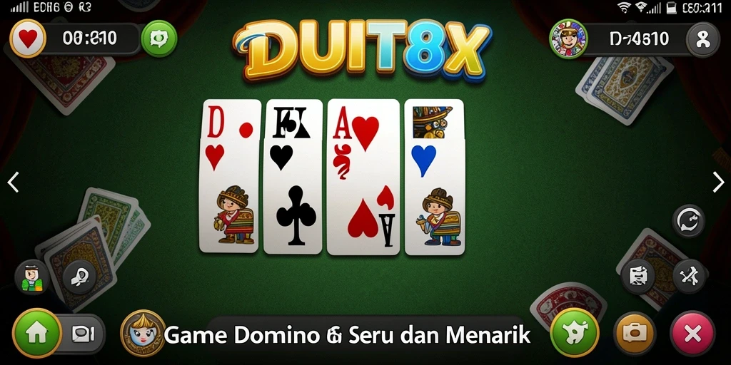 Screenshot utama DUIT8 menampilkan gameplay seru dan interaktif dari permainan Domino.