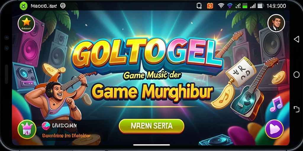 Screenshot GOLTOGEL menampilkan gameplay seru dengan berbagai lagu dan tantangan musik.