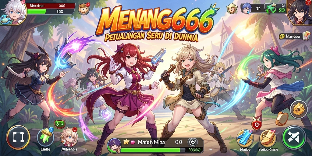 Tampilan gameplay seru di dunia Anime yang penuh warna.
