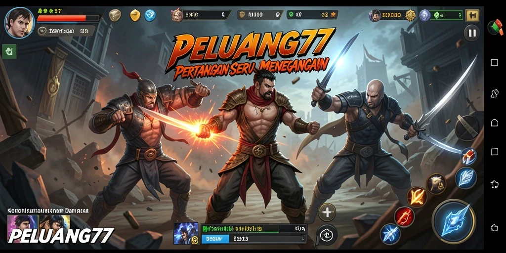 Tampilan gameplay mendebarkan dalam pertarungan seru di PELUANG77.