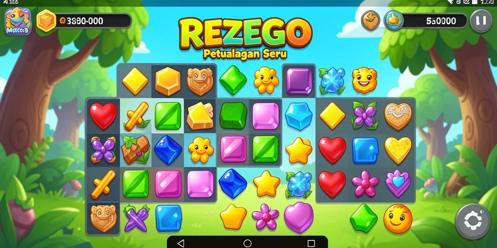 Tampilan gameplay menarik dari REZEGO di level Match-3.