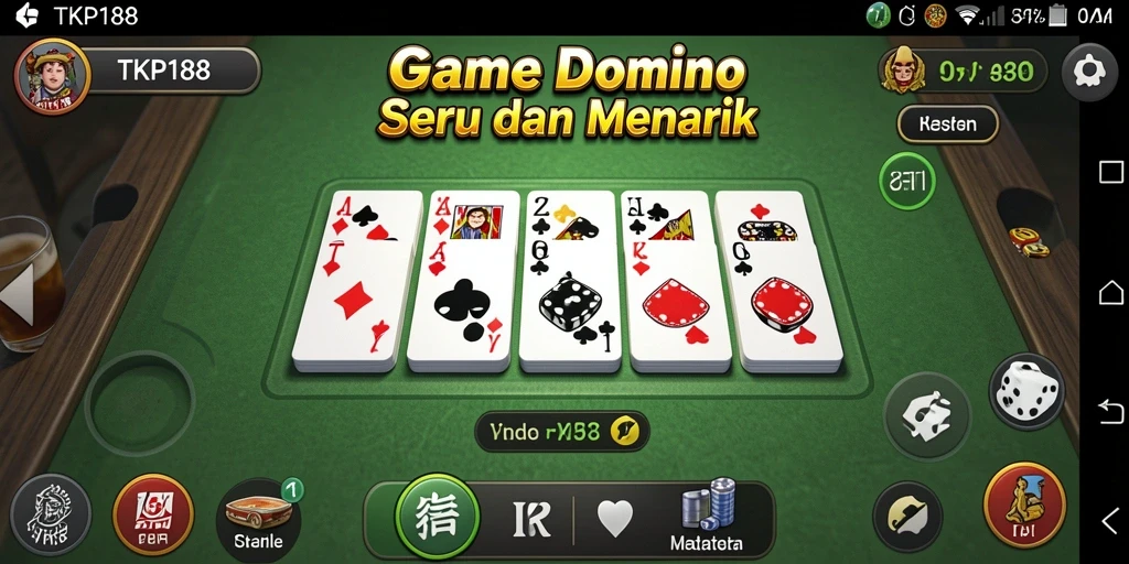 Tampilan gameplay TKP188 yang menarik dan interaktif saat bermain Domino.