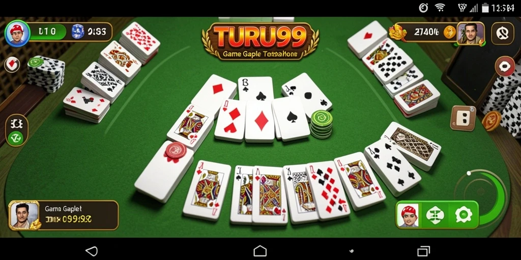 Screenshot gameplay TURU99 yang menampilkan serunya bermain Gaple.